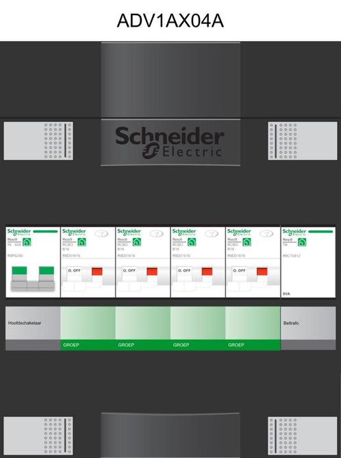 Schneider groepenkast 1 fase met 4 aardlekautomaten en, Doe-het-zelf en Verbouw, Elektra en Kabels, Nieuw, Ophalen of Verzenden