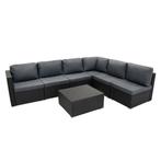 Rotan Modulaire Tuinmeubelen 7 Stuk Zwart Loungeset met, Tuin en Terras, Tuinsets en Loungesets, Verzenden, Nieuw