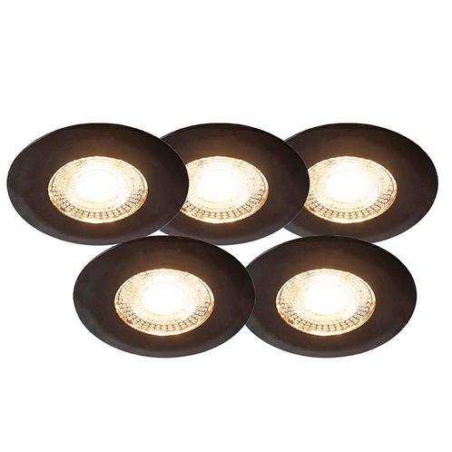 Set van 5 inbouwspots zwart 3-staps dimbaar IP44 - Ulo, Tuin en Terras, Buitenverlichting, Nieuw, Kunststof
