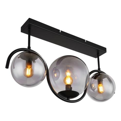 Plafondlamp PORRY ø  E14  Matt zwart 3-Lichts Smoked, Huis en Inrichting, Lampen | Plafondlampen, Metaal, Ophalen of Verzenden