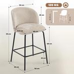 Set Van 2 Barkrukken Met Rugleuning En Voetensteun, Gestoffe, Huis en Inrichting, Barkrukken, Verzenden, Nieuw