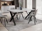 Meubella | Eettafel betonlook 160 cm industrieel, 50 tot 100 cm, Nieuw, Industrieel, 150 tot 200 cm