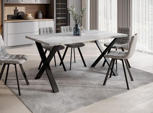 Meubella | Eettafel betonlook 160 cm industrieel, Huis en Inrichting, Tafels | Eettafels, 150 tot 200 cm, Nieuw, 50 tot 100 cm
