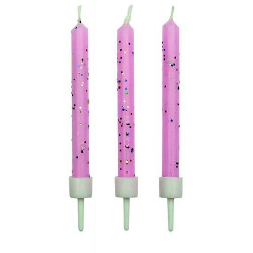 PME Taartkaarsjes Roze met glitter 10 stuks, Hobby en Vrije tijd, Taarten en Cupcakes maken, Nieuw, Verzenden