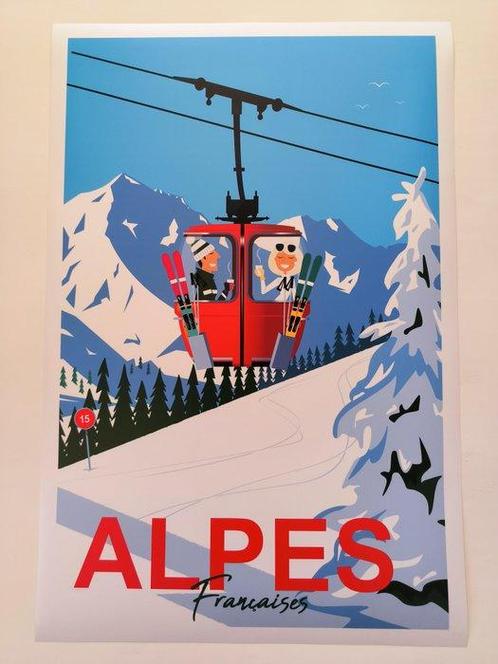 Raphael - Travel Poster  The Alps  France - 2020s, Antiek en Kunst, Kunst | Tekeningen en Foto's