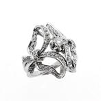 18 Krt. Witgouden ring met diamanten | 0,40 ct. (strik), Gebruikt, Overige kleuren, Ophalen of Verzenden, Kleiner dan 17