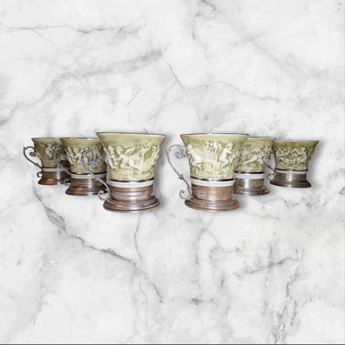Ceramica Capodimonte - Koffieservies (6) - .800 zilver - Set, Antiek en Kunst, Antiek | Meubels | Tafels