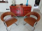 Stoel - Metaal, Synthetisch leder - Twee stoelen