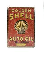 Metalen Wandbord - Golden Shell - Auto Oil - Shell Company, Ophalen of Verzenden, Nieuw