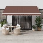 vidaXL Luifel handmatig uittrekbaar met LED 400x350 cm bruin, Verzenden, Nieuw