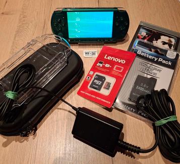 PSP 3000 metalic groen complete set 2GB beschikbaar voor biedingen