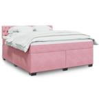 vidaXL Boxspring met matras fluweel roze 180x200 cm, Eenpersoons, Verzenden, Nieuw, 80 cm