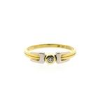 Bicolor gouden solitair ring met diamant; 0,03 ct. | Desiree, Gebruikt, Overige kleuren, Ophalen of Verzenden, Kleiner dan 17