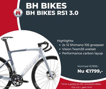 AANBIEDING: BH RS1 3.0 Shimano 105 12 speed Large beschikbaar voor biedingen