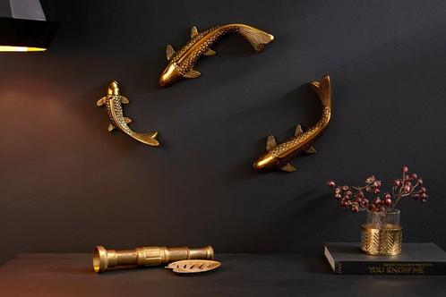 Feng Shui wanddecoratie set van 3 vissen KOI 25cm antiek, Huis en Inrichting, Woonaccessoires | Overige, Ophalen of Verzenden