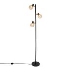 Design vloerlamp zwart met goud 3-lichts verstelbaar - Mesh, Nieuw, Overige materialen, Modern, 150 tot 200 cm