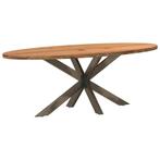vidaXL Eettafel 220x100x74 cm ovaal massief eikenhout, Huis en Inrichting, Tafels | Eettafels, Verzenden, Nieuw