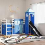 vidaXL Stapelbed met glijbaan en gordijnen blauw 90x190 cm, Huis en Inrichting, Slaapkamer | Bedden, 90 cm, Eenpersoons, Nieuw