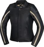 IXS Stripe Dames Zwart Beige Leren Motorjas, Motoren, Kleding | Motorkleding, Nieuw met kaartje, Jas | textiel, Verzenden, IXS