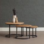 Salontafel Mangohout S Ula Set Van 3, Minder dan 50 cm, Verzenden, Nieuw, Industriële meubels