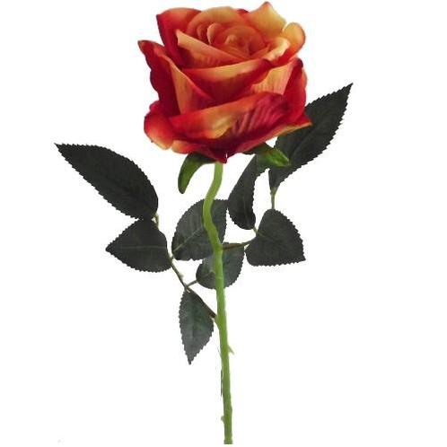 Oranje Roos zijde Velvet touch 52 cm / stuk Warm Oranje roos, Huis en Inrichting, Woonaccessoires | Kunstplanten en Kunstbloemen