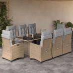 vidaXL 9-delige Tuinset met kussens poly rattan gemengd, Tuin en Terras, Tuinsets en Loungesets, Verzenden, Nieuw, Rotan, Tuinset