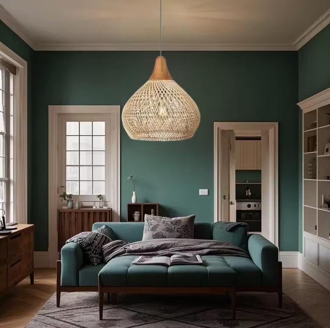 Vintage Boho Rotan Hanglamp – E27 Lamp voor Eetkamer Woonkam, Huis en Inrichting, Lampen | Hanglampen, Nieuw, Verzenden