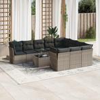 vidaXL 11-delige Loungeset met kussens poly rattan grijs, Verzenden, Nieuw, Rotan, Loungeset