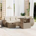 vidaXL 7-delige Loungeset met kussens poly rattan beige, Verzenden, Nieuw, Rotan, Loungeset