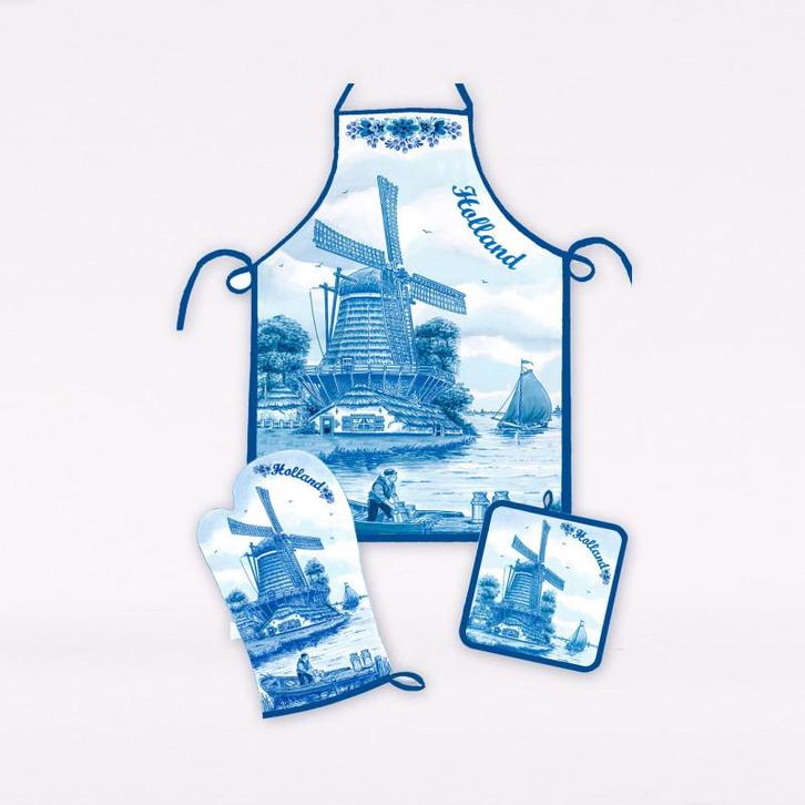 Driedelige keukenset in Delftsblauw - 8545, Kleding | Heren, Schoenen, Nieuw, Ophalen of Verzenden