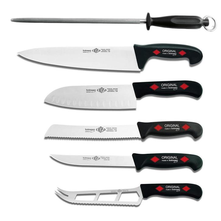 Eikaso Solingen 6–delige RVS Koksmessenset met Ergonomisc., Huis en Inrichting, Keuken | Bestek, Bestekset, Nieuw, Rvs of Chroom