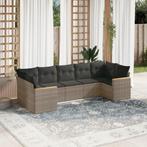 vidaXL 7-delige Loungeset met kussens poly rattan grijs, Verzenden, Nieuw, Rotan, Loungeset