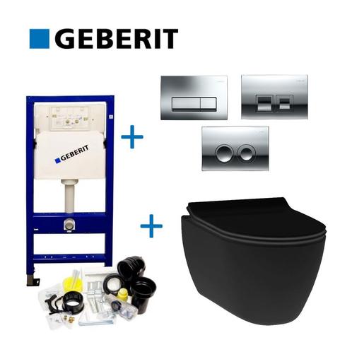 UP100 Toiletset 13 Idevit Alfa Matzwart Rimfree Met Bril En, Doe-het-zelf en Verbouw, Sanitair, Ophalen of Verzenden