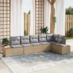 vidaXL 6-delige tuinbankset met kussens in beige, poly, Verzenden, Nieuw, Rotan