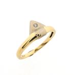 Bicolor gouden solitair ring met diamant | 0,015 ct., Sieraden, Tassen en Uiterlijk, Ringen, Goud, Gebruikt, Verzenden, Overige kleuren
