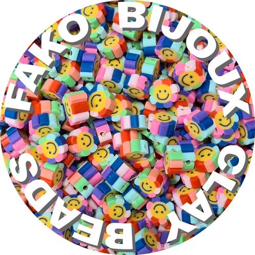 Fako Bijoux® - Klei Kralen Bloem Smiley Regenboog -, Hobby en Vrije tijd, Kralen en Sieraden maken, Verzenden
