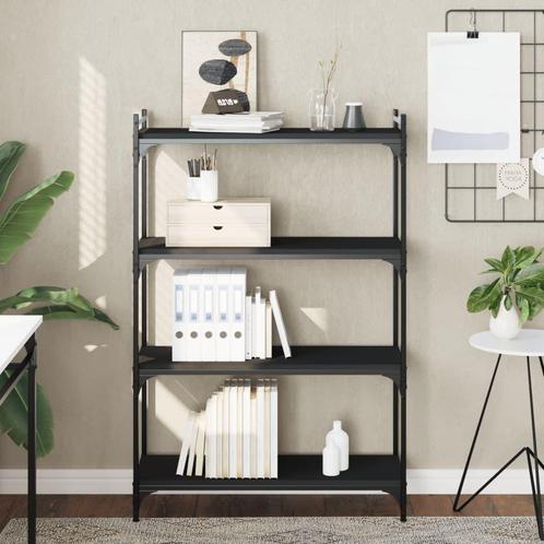 vidaXL Boekenkast 4-laags 80x30x120 cm bewerkt hout zwart, Huis en Inrichting, Kasten | Boekenkasten, Nieuw, Overige houtsoorten