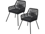 Juskys Kastos - Tuinstoel - Touwgaas met zitkussen - Zwart, Tuin en Terras, Verzenden, Nieuw