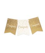 Banner Congrats Goud Wit 6m, Verzenden, Nieuw