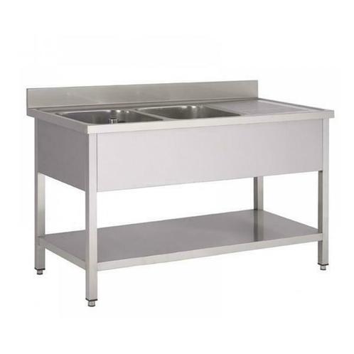 RVS Spoeltafel met bodemschap 700 diep - 2 bakken, Zakelijke goederen, Horeca | Keukenapparatuur, Nieuw in verpakking, Verzenden