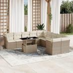 vidaXL 11-delige Tuinset met kussens poly rattan beige, Tuin en Terras, Verzenden, Nieuw, Rotan, Tuinset