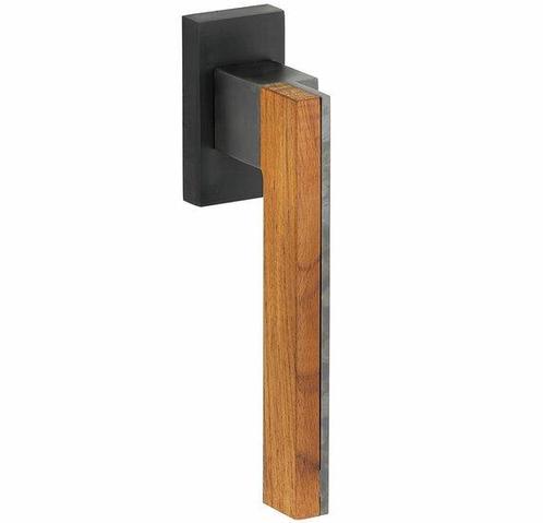 Draaikiepgarnituur Mimolimit links mat zwart pvd/teak, Doe-het-zelf en Verbouw, Hang- en Sluitwerk, Nieuw, Ophalen of Verzenden