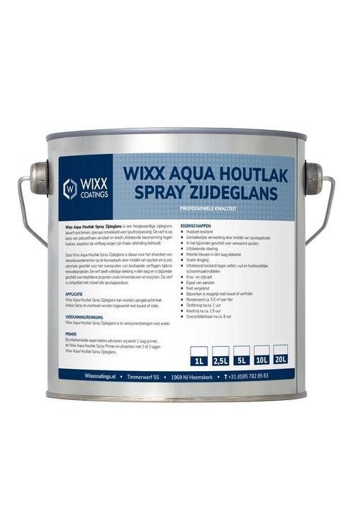 Wixx Aqua Houtlak Spray Zijdeglans RAL 9010 | Zuiver Wit 10L, Doe-het-zelf en Verbouw, Verf, Beits en Lak, Lak, Wit, Nieuw, 5 tot 10 liter