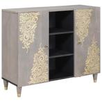 vidaXL Dressoir Grijs en Goud 90 x 33.5 x 75 cm Massief, Huis en Inrichting, Woonaccessoires | Cd- en Dvd-rekken, Verzenden, Nieuw