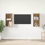 vidaXL Wand TV Kast 2 pcs Ambachtelijk eiken 37 x 37 x 72 cm, Huis en Inrichting, Kasten | Televisiemeubels, Minder dan 50 cm