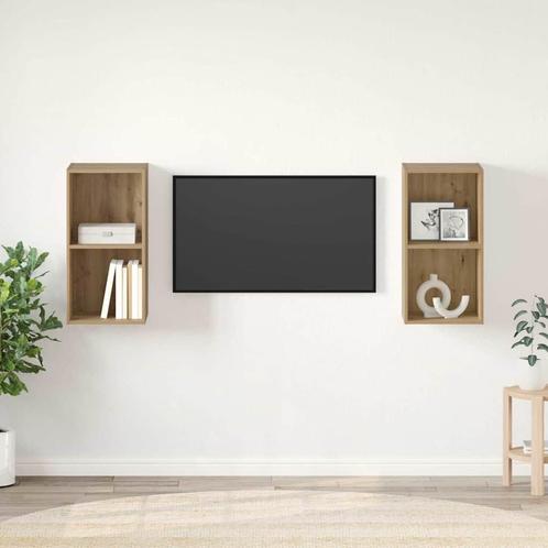 vidaXL Wand TV Kast 2 pcs Ambachtelijk eiken 37 x 37 x 72 cm, Huis en Inrichting, Kasten | Televisiemeubels, Nieuw, Minder dan 50 cm
