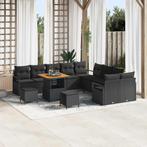 vidaXL Tuin Sofa Set met kussen 13 pcs Zwart Poly riet, Verzenden, Nieuw, Rotan
