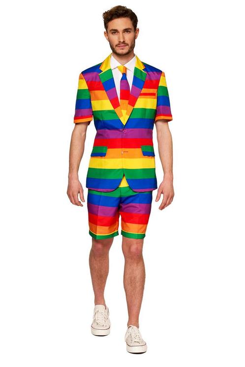 Regenboog Pak Kort, Kleding | Heren, Carnavalskleding en Feestkleding, Nieuw, Ophalen of Verzenden