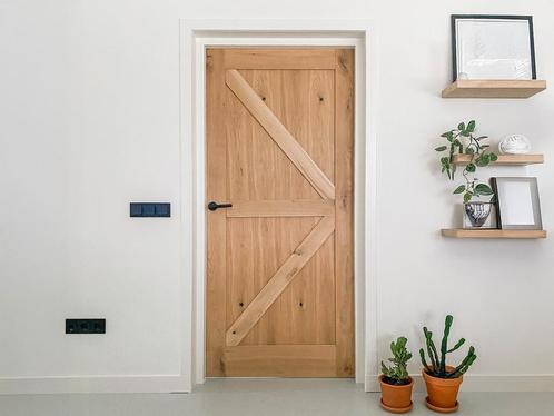 Binnendeur Eiken | Barndeur | Loftdeur | Houten deur, Doe-het-zelf en Verbouw, Deuren en Horren, Binnendeur, Nieuw, Schuifdeur