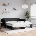 vidaXL Slaapbank met onderschuifbed en matrassen 100x200 cm, 100 cm, Eenpersoons, Verzenden, Zwart